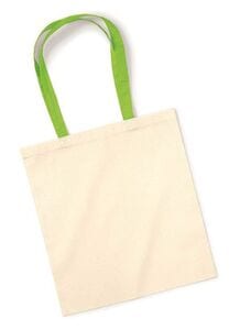 Westford mill W101C - Bag For Life - Contrast Handles Natural/Lime Green