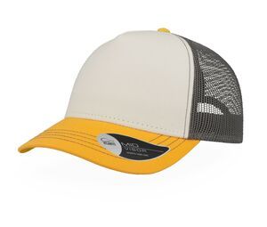 Atlantis AT180 - Cotton Canvas Rapper Cap White / Yellow / Dark Grey