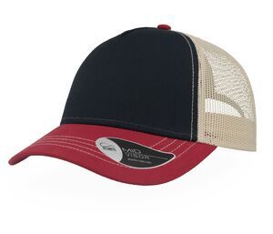 Atlantis AT180 - Cotton Canvas Rapper Cap Navy / Burgundy / Beige