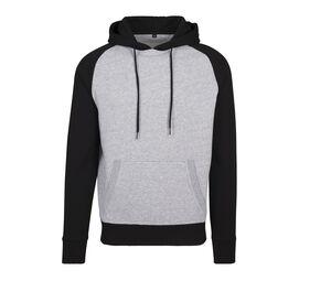 Build Your Brand BY077 - Hoodie Sweatshirt Raglan Heather Grey/ Black