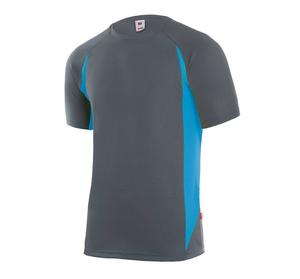 VELILLA V5501 - Two-tone technical T-shirt Grey / Sky Blue