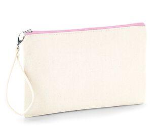 Westford mill WM520 - Canvas Wristlet Pouch Natural/Pink