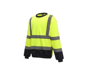 Yoko YK510 - High visibility round neck sweatshirt Hi Vis Yellow/Navy